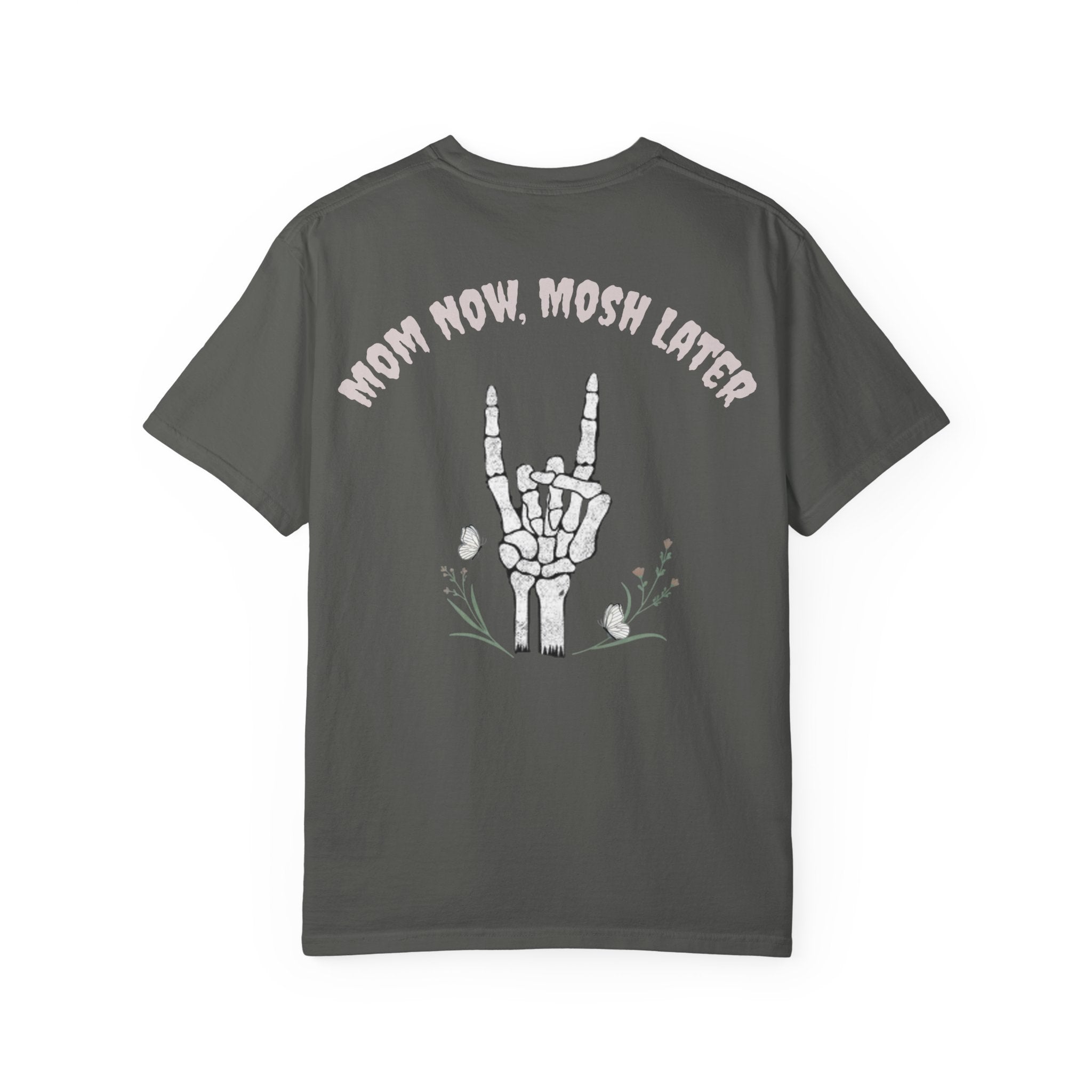 Mom Now, Mosh Later T-shirt | Rock Hand Skull