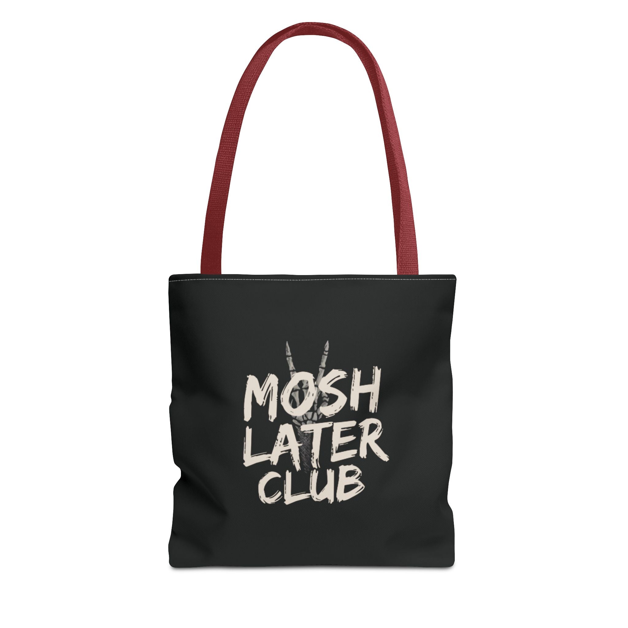 Mosh Later Club Tote Bag | Rock Music Graphic, Black All-Over Print