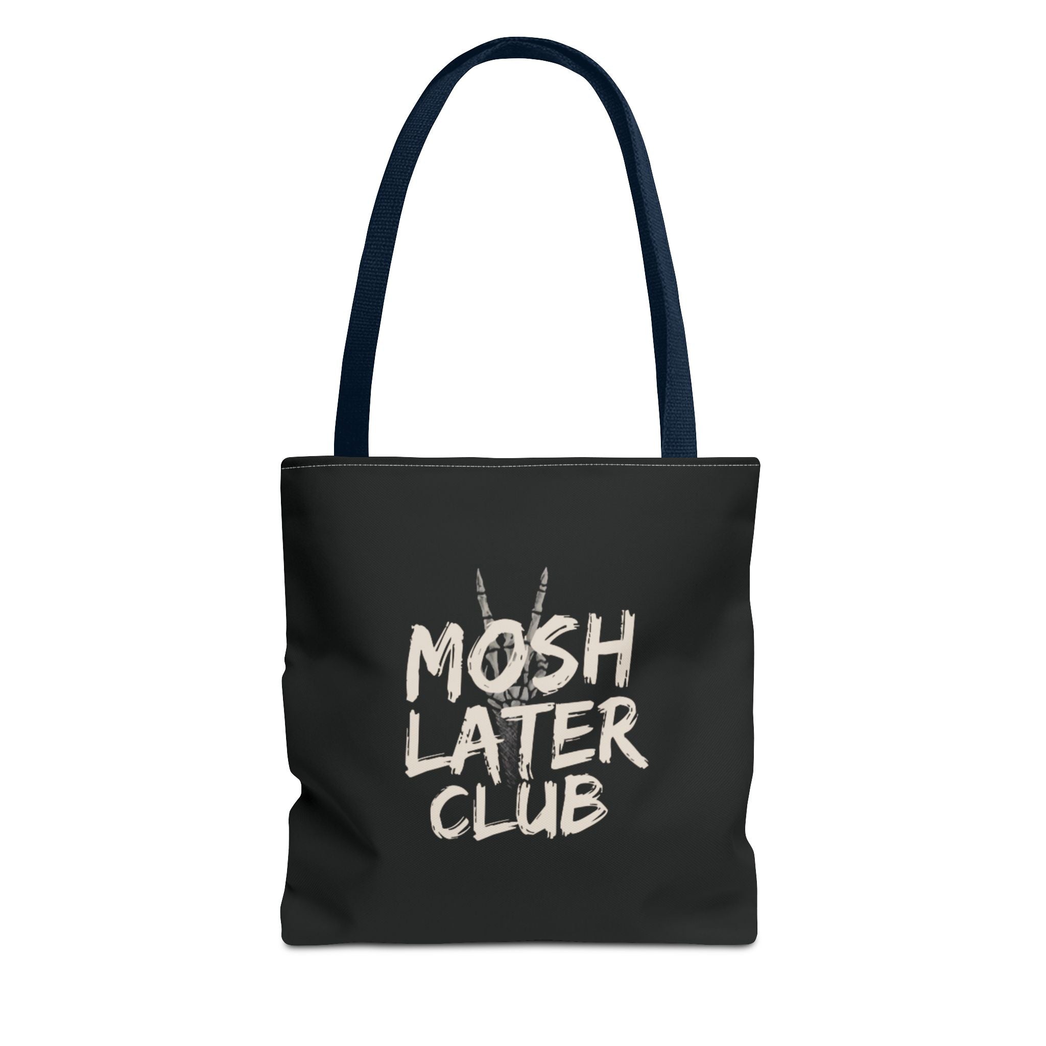 Mosh Later Club Tote Bag | Rock Music Graphic, Black All-Over Print